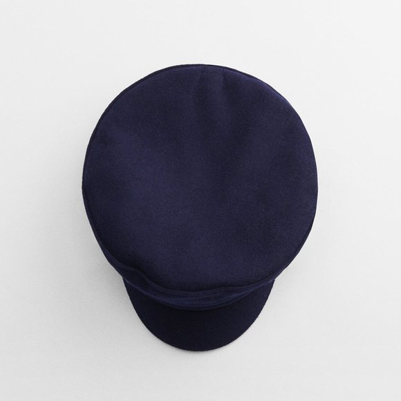 Zara Wool Blend Skipper Cap Navy Blue NWT main image 5
